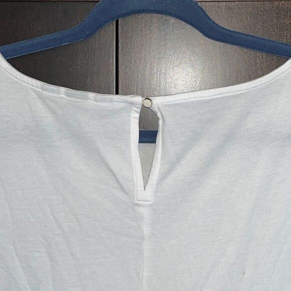 Lands End White High Low Back Peplum T-Shirt Medium - Picture 5 of 6
